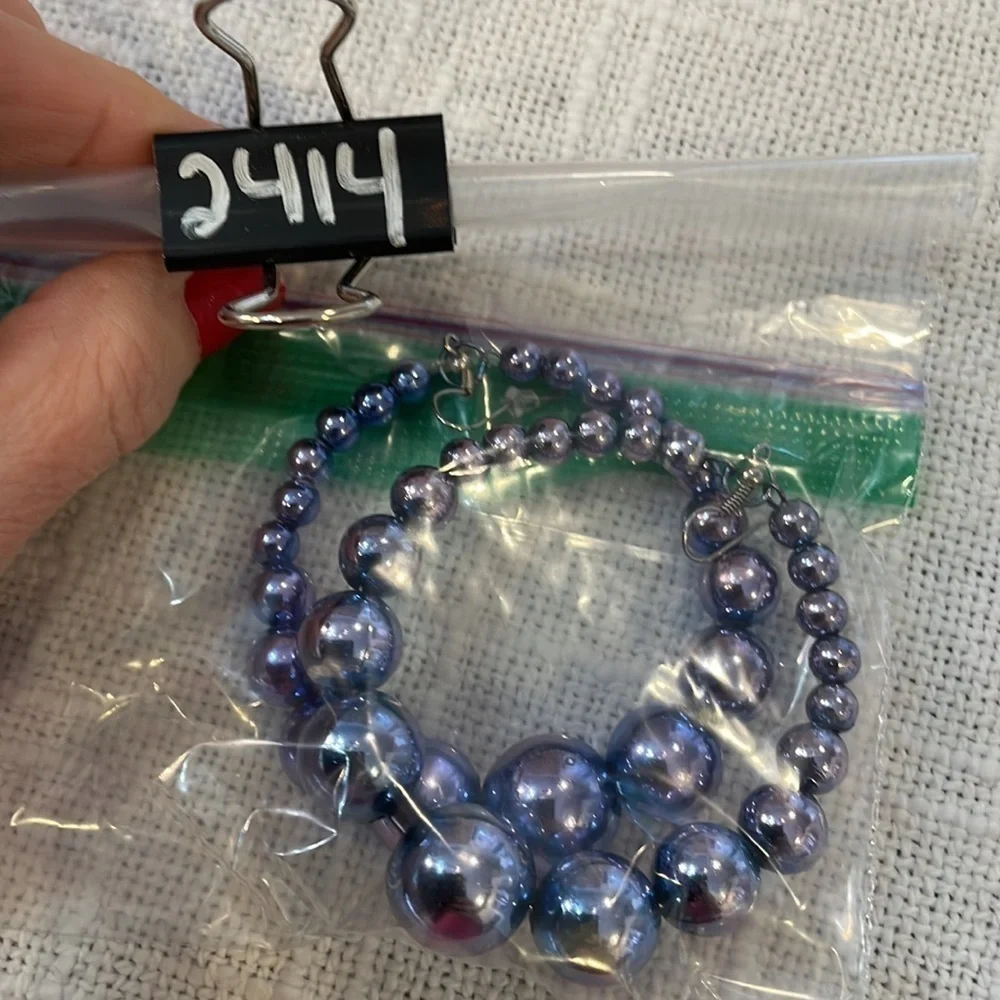 💐5/25 large graduated ball hoop circle metallic blue silver